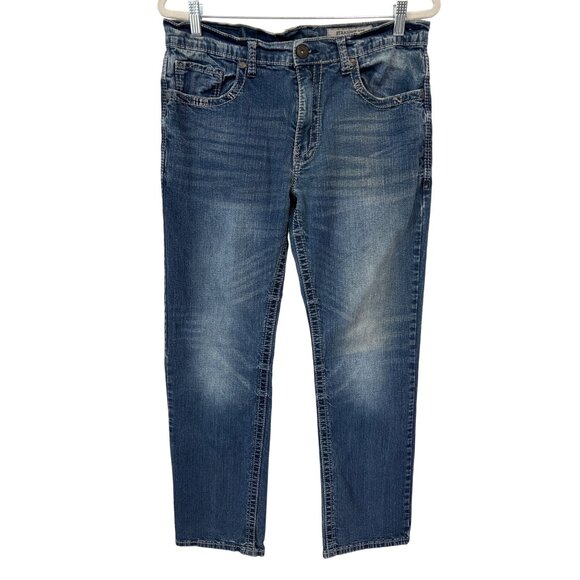 Y2K Faded Glory Straight Jeans Size 34x32 Blue Authentic Premium Denim Cotton - Picture 1 of 9